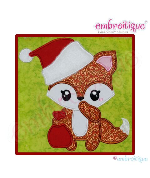 Christmas Fox Applique - Small