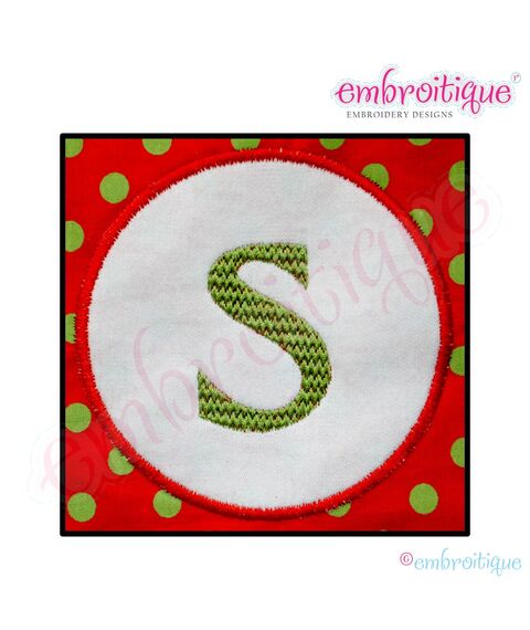 Circle Applique with Monogram Letters A-Z