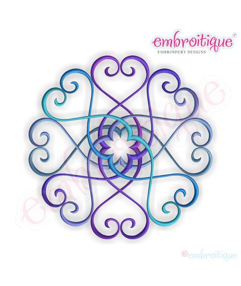 Circle Heart Flourish Embroidery Design