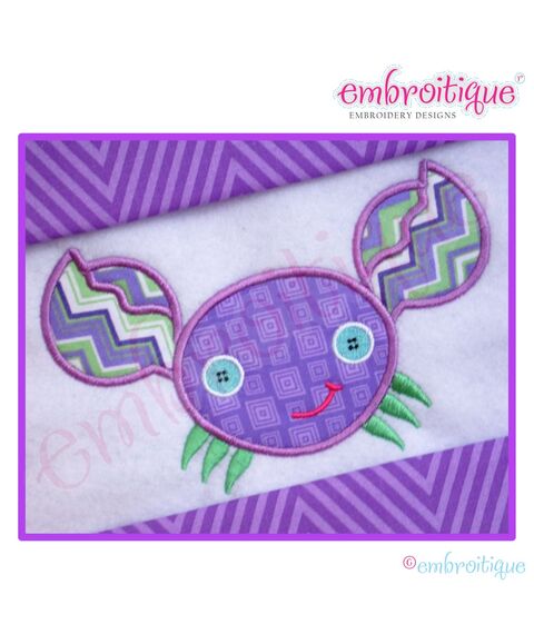 Crab with Low Button Eyes Applique