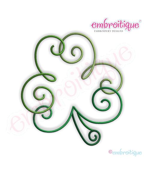 Curly Clover Shamrock Embroidery Design - Large