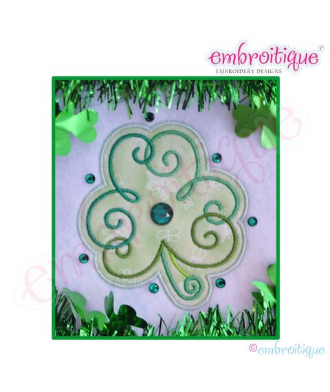 Curly Clover Shamrock Applique - Small