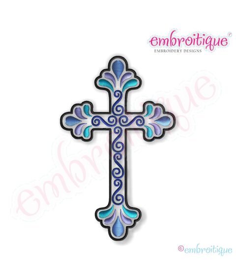 Curly Cross 2 Embroidery Design - Large