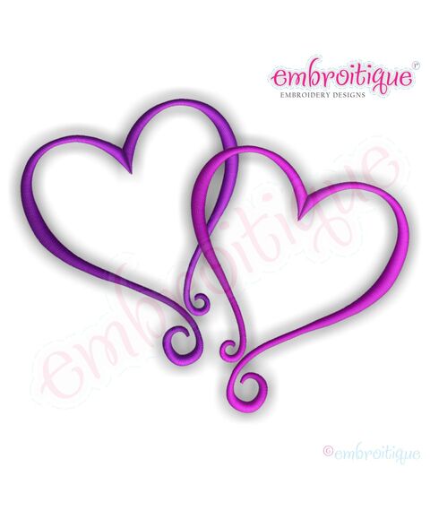 Curly Heart Double Embroidery Design