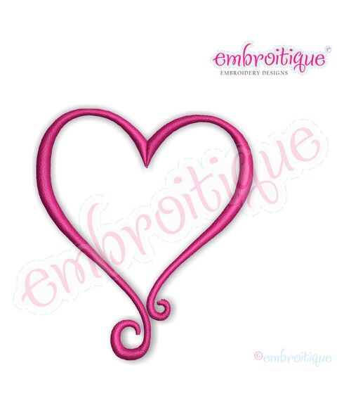 Curly Heart Embroidery Design
