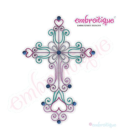 Curly Iron Cross Embroidery Design