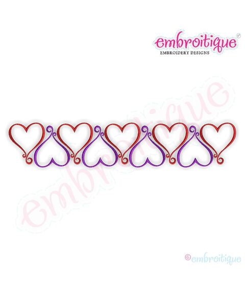 Curly Heart Line Embroidery Design