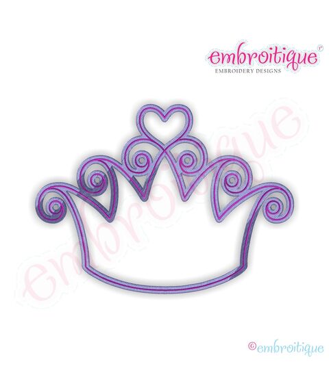 Curly Princess Crown Embroidery Design, 2 image