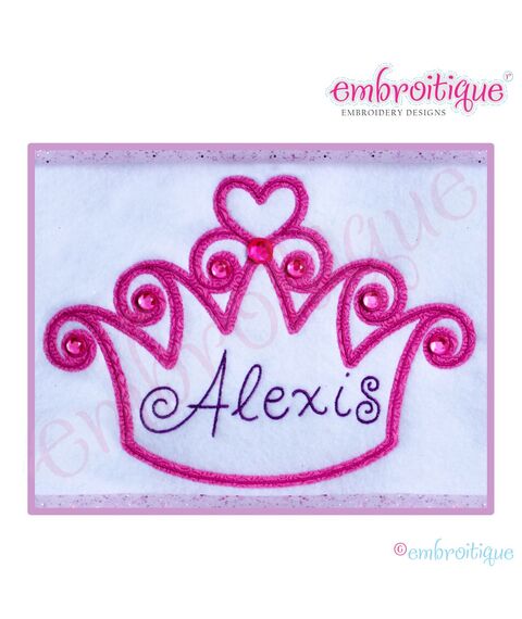 Curly Princess Crown Embroidery Design
