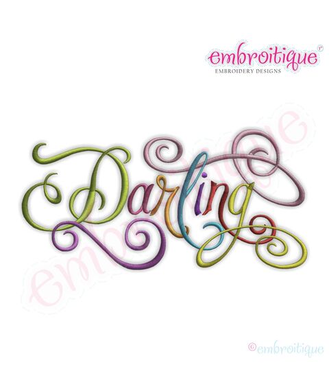 Darling Calligraphy Script Embroidery Design