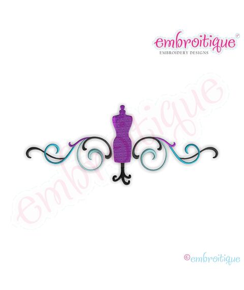 Flourish Border with Dress Form Embroidery Design