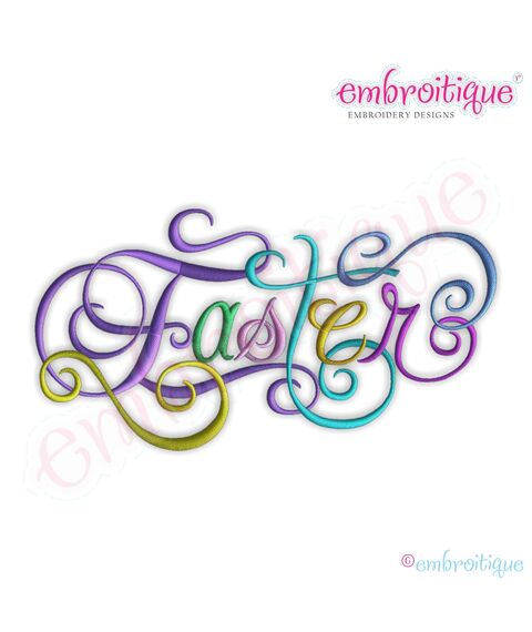 Easter Calligraphy Script Embroidery Design - Large