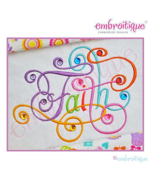Faith Calligraphy Script Embroidery Design - Large