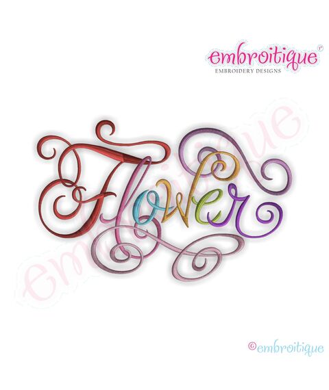 Flower Calligraphy Script Embroidery Design