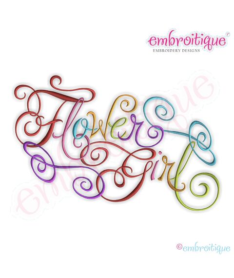 Flower Girl Calligraphy Script Embroidery Design