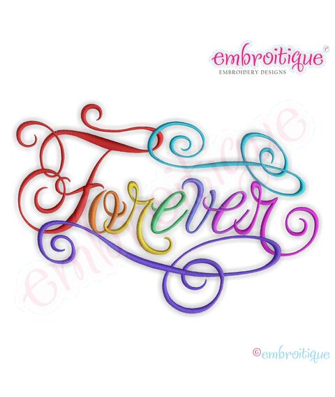 Forever Calligraphy Script Embroidery Design - Small