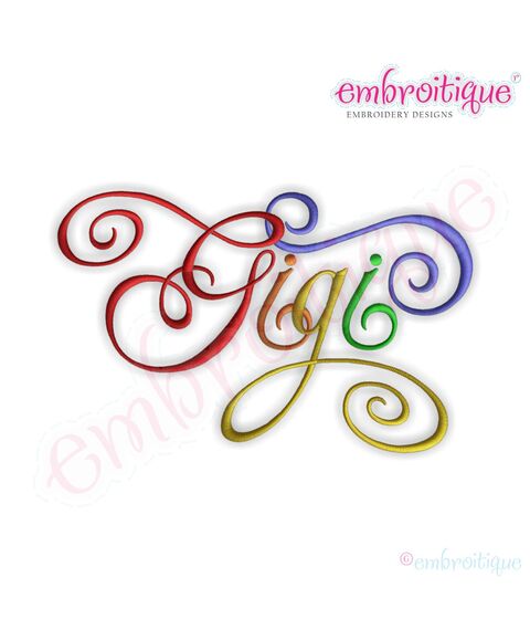 Gigi Calligraphy Script 2 Embroidery Design