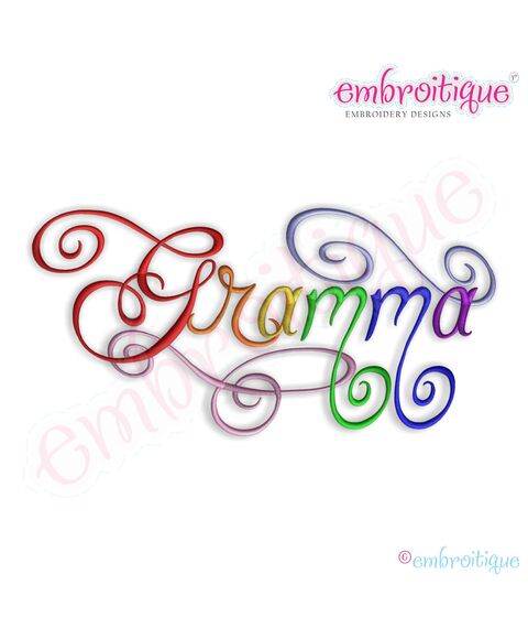 Gramma Calligraphy Script Embroidery Design