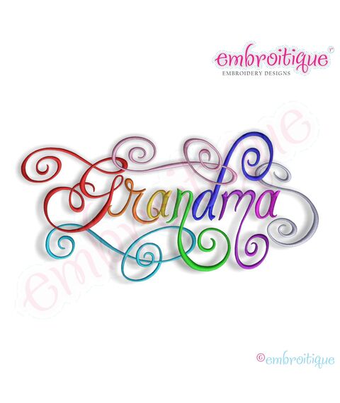 Grandma Calligraphy Script Embroidery Design
