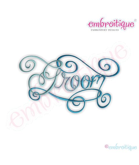 Groom Calligraphy Script Embroidery Design
