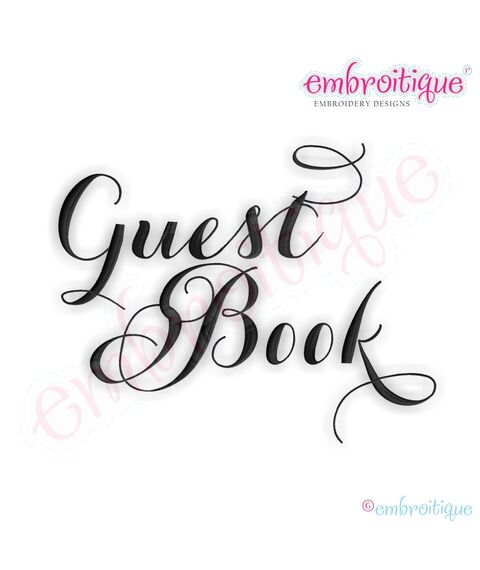 Guest Book Script Embroidery Design