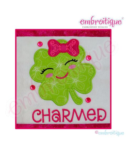 Happy Shamrock with bow & charmed lettering - adorable Irish St. Patrick's Day Design