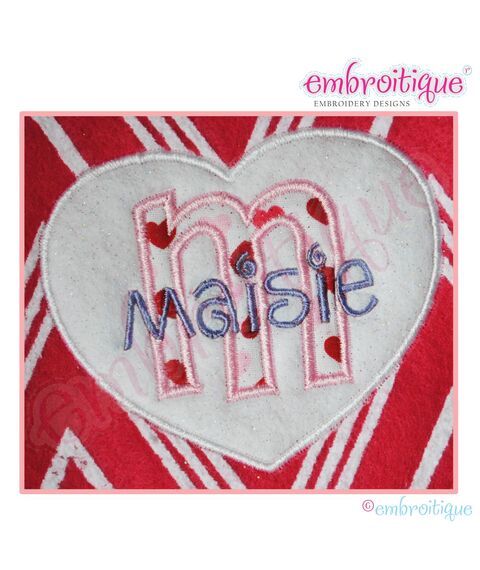 Heart Applique with Initials a-z