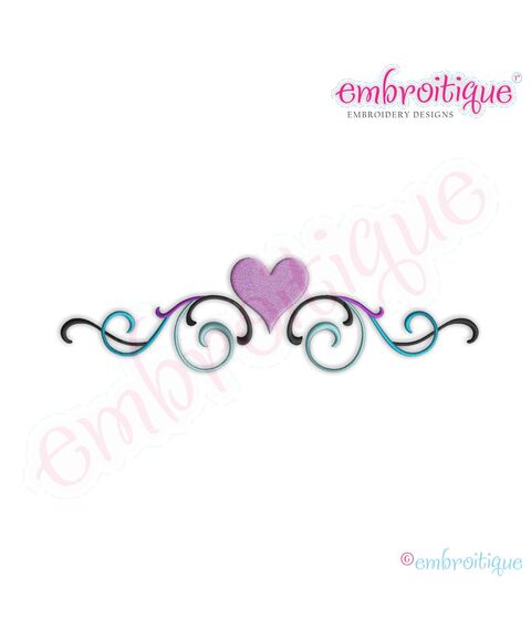 Flourish Border with Heart Embroidery Design