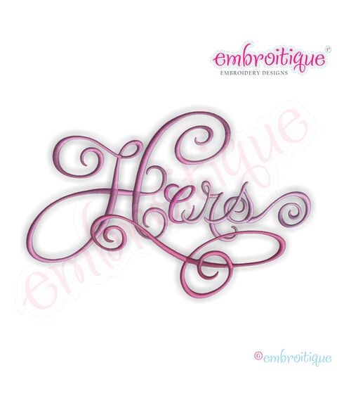 Hers Calligraphy Script Embroidery Design