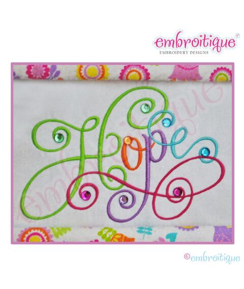 Hope Calligraphy Script Embroidery Design - Small