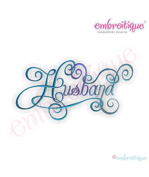 Husband Calligraphy Script Embroidery Design
