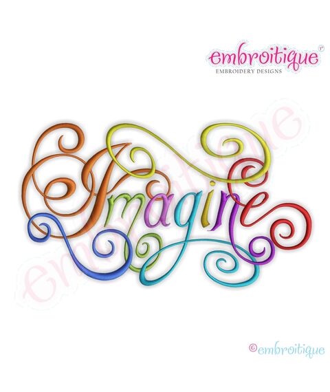 Imagine Calligraphy Script Embroidery Design - Small