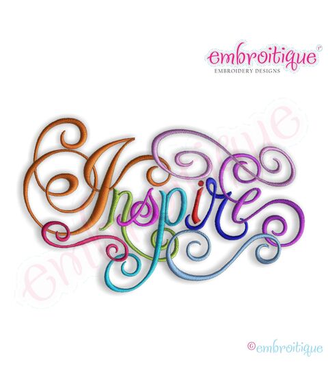 Inspire Calligraphy Script Embroidery Design - Large