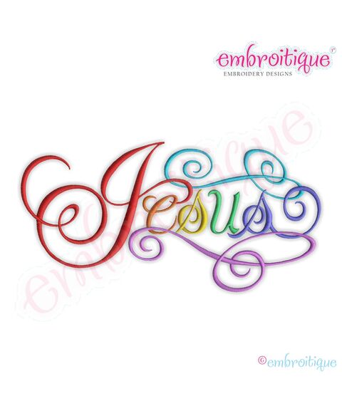 Jesus Calligraphy Script Embroidery Design - Small