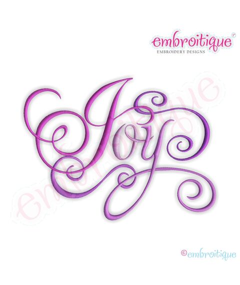 Joy Calligraphy Script Embroidery Design - Large