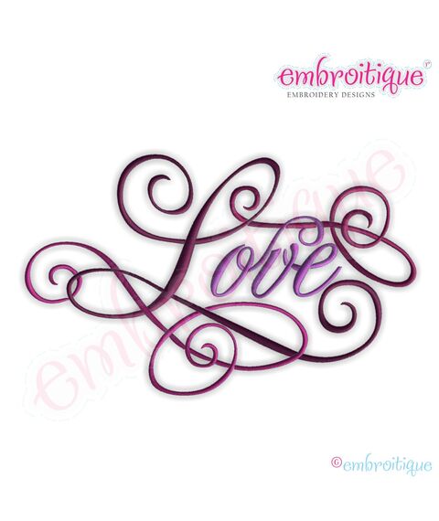 Love Calligraphy Script Embroidery Design - Small