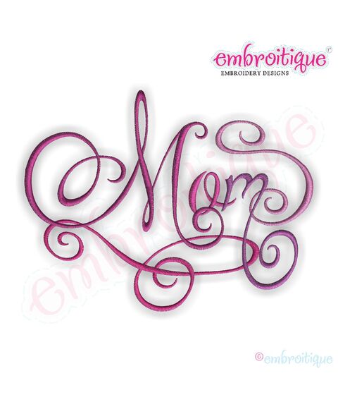 Mom Calligraphy Script Embroidery Design - Small