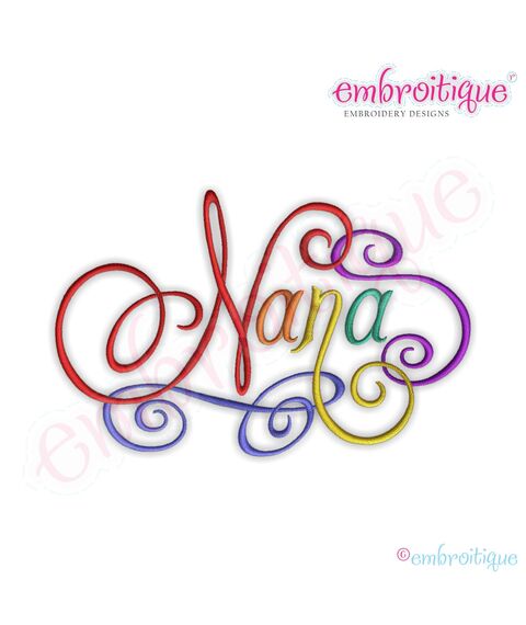 Nana Calligraphy Script Embroidery Design