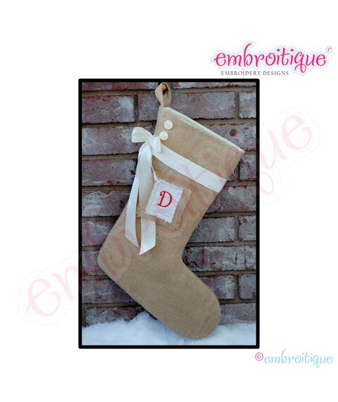 Posh and Proper - Burlap Stocking Trio PDF Sewing Pattern - ITH Alphabet Tag A-Z Included!, 4 image
