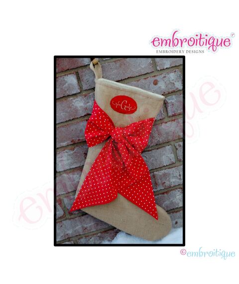 Posh and Proper - Burlap Stocking Trio PDF Sewing Pattern - ITH Alphabet Tag A-Z Included!, 2 image