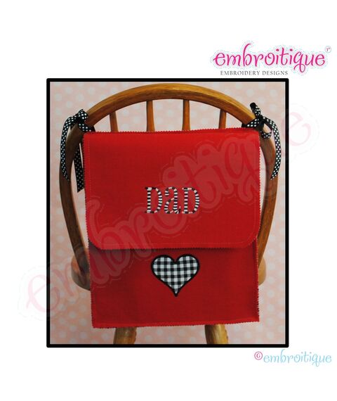Posh and Proper - Mom and Dad Valentine Chair Backer Bags - PDF Sewing & Embroidery Pattern - Includes Heart Applique, 3 image