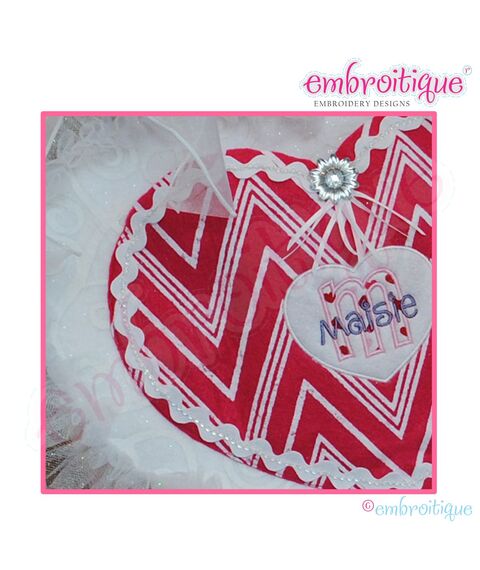 Posh and Proper - Heart Valentine Chair Backer Bags - PDF Sewing & Embroidery Pattern - Includes Heart Applique with Initials, 3 image