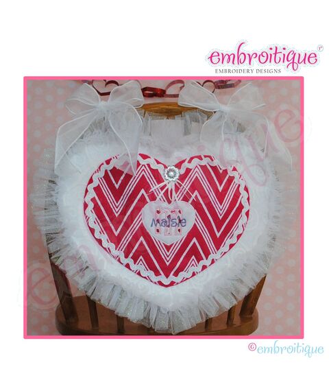 Posh and Proper - Heart Valentine Chair Backer Bags - PDF Sewing & Embroidery Pattern - Includes Heart Applique with Initials