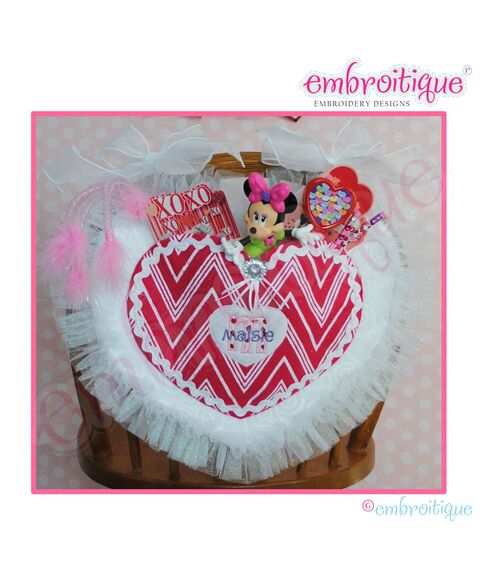 Posh and Proper - Heart Valentine Chair Backer Bags - PDF Sewing & Embroidery Pattern - Includes Heart Applique with Initials, 2 image