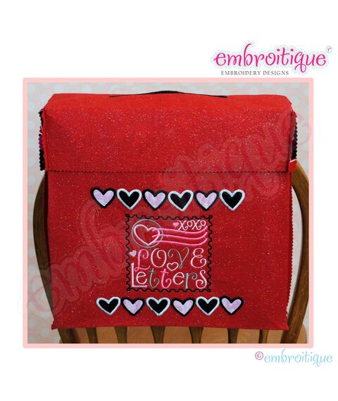 Posh and Proper - Love Letters Valentine Chair Backer Bags - PDF Sewing & Embroidery Pattern - Includes Hearts and Love Stamp