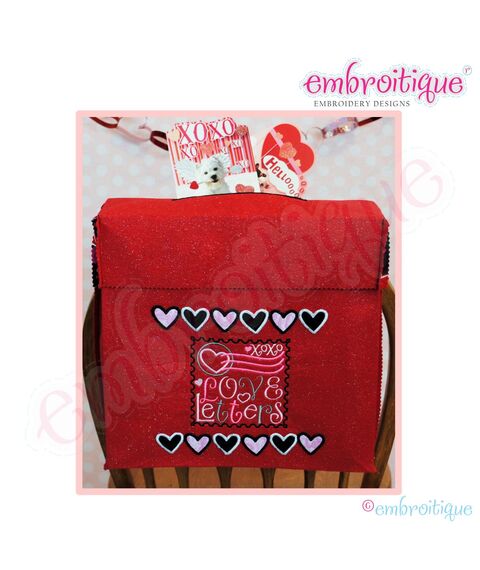 Posh and Proper - Love Letters Valentine Chair Backer Bags - PDF Sewing & Embroidery Pattern - Includes Hearts and Love Stamp, 2 image