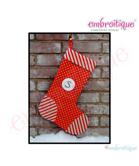 Posh and Proper - Patch Stocking PDF Sewing Pattern - Includes Circle Applique Monogram A-Z