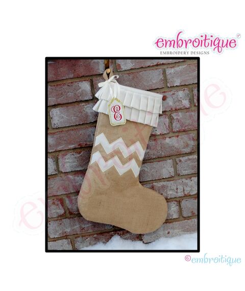 Posh and Proper - Chevron Burlap Stocking PDF Sewing Pattern - Includes Double Chevron Applique in 13 sizes
