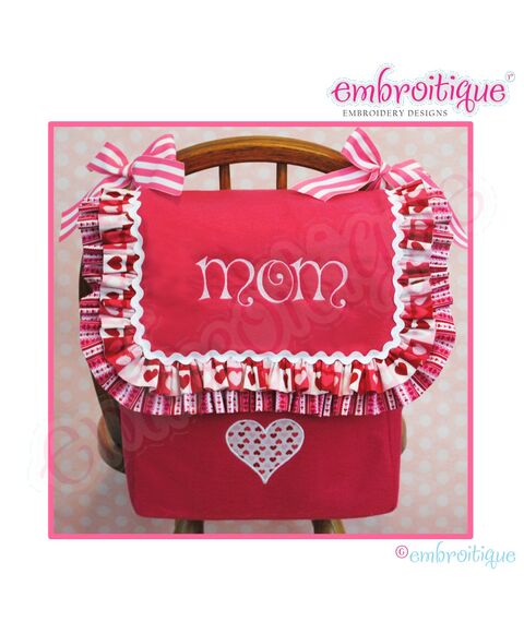 Posh and Proper - Mom and Dad Valentine Chair Backer Bags - PDF Sewing & Embroidery Pattern - Includes Heart Applique, 2 image