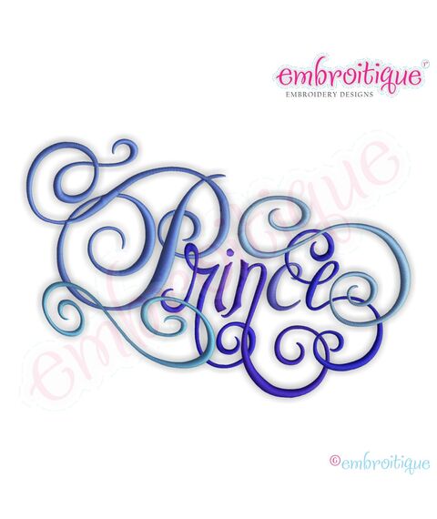 Prince Calligraphy Script Embroidery Design - Large